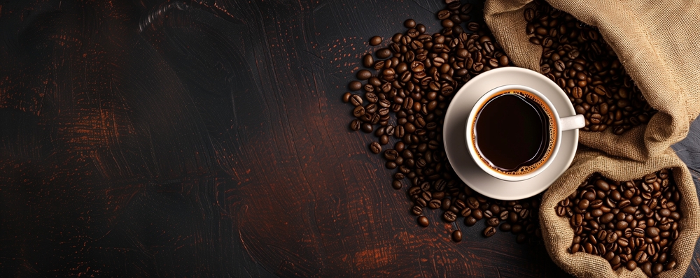 cup of coffee and some coffee beans